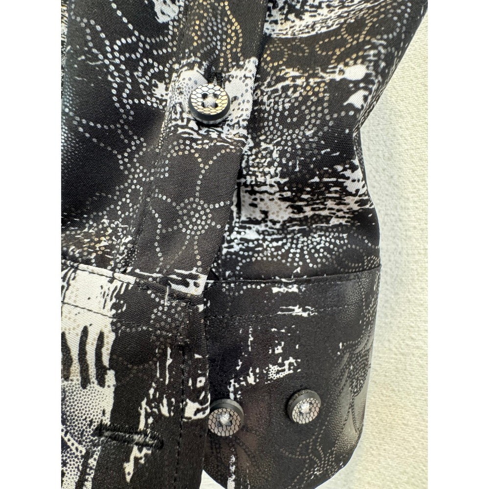 American Breed Shirt Black White Abstract Floral Shirt Button Up Long Sleeve - Picture 6 of 13
